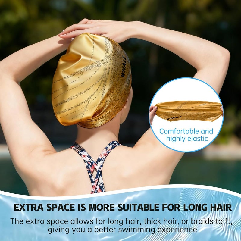 Whale Extra Large Swim Cap Designed for Men and Women with Thick, Long Hair, Hair Extensions Or Afro-Textured Hair Long-Hair Swim Cap Highly Waterproof to Keep Hair Dry - Image 3